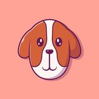 Ilustración de icono de vector de dibujos animados de cara de perro lindo. concepto de icono de naturaleza animal vector premium aislado. estilo de dibujos animados plana
