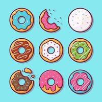 Ilustración de icono de vector de dibujos animados de donut donut. concepto de icono de objeto de comida vector premium aislado. estilo de dibujos animados plana