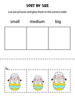 Sort Easter sheep by size. Educational worksheet for kids. vector