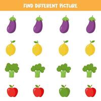 Find picture which is different from others. Worksheet for kids. vector