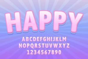 vector de efecto de texto de alfabeto feliz decorativo