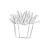 hand drawn potato fries doodle vector