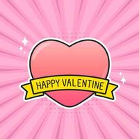 cute happy valentine sticker in retro background vector