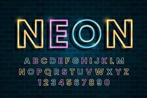 decorative neon Font and Alphabet vector