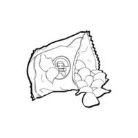 hand drawn potato bag and chips doodle vector