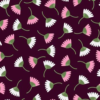 Flower texture background on seamless pattern with purple background vector