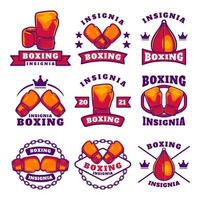 Boxing club labels emblems badges set vector