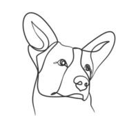 Continuous line drawing style of dog head vector