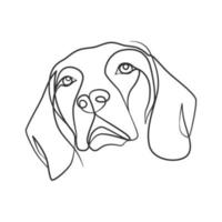 estilo de dibujo de línea continua de cabeza de perro vector