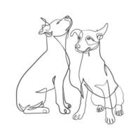 Continuous one line drawing of a dog vector