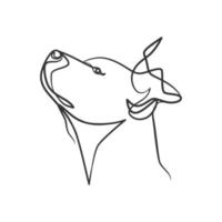 Continuous line drawing style of dog head vector