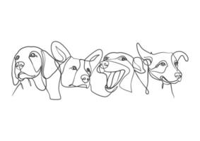 Continuous line drawing style of dog head vector