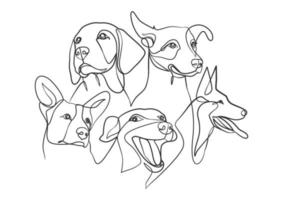 Continuous line drawing style of dog head vector