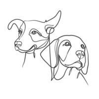 estilo de dibujo de línea continua de cabeza de perro vector