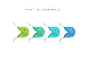 Vector infographic template with 3D paper label, integrated circles. Business concept with 4 steps of business project. For content, diagram, flowchart, steps, parts, timeline infographics.