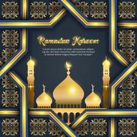 Ramadan Kareem background design with shining gold mosque and decorations vector