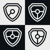 Shield logo icon template collection set design, generic line style vector