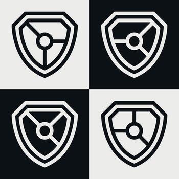 Shield logo icon template collection set design, generic line style vector