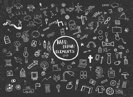 Pattern with Hand Drawn Icons and Elements.