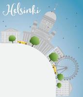 horizonte de helsinki con edificios grises y espacio para copiar. vector