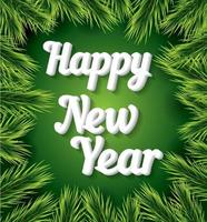 tarjeta de feliz año nuevo con texto blanco sobre fondo verde. vector