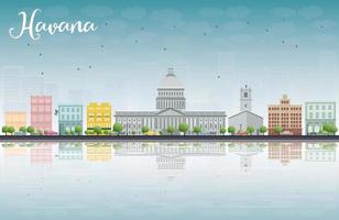 Havana Skyline with Color Building and Blue Sky. vector