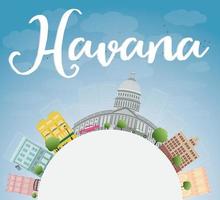 Havana Skyline with Color Building, Blue Sky and copy space. vector