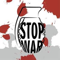 Hand grenade bomb outline Stop war poster Vector