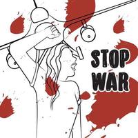 Outline of a protesting woman Fighter plane Stop war poster Vector