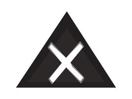 the white X symbol inside a black triangle, either to illustrate a hazard or a warning vector
