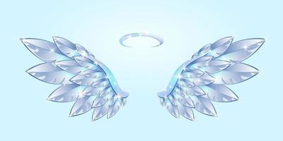 alas de angel azul con nimbo vector