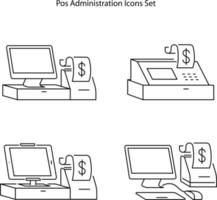 pos administration icons set isolated on white background. pos administration icon thin line outline linear pos administration symbol for logo, web, app, UI. vector