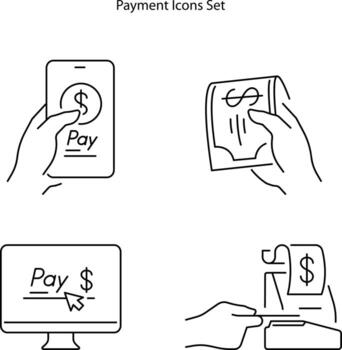 mobile payment icons set isolated on white background. mobile payment icon thin line outline linear mobile payment symbol for logo, web, app, UI. mobile payment icon simple sign. vector
