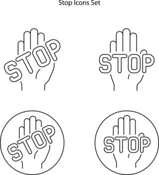 stop icons set isolated on white background. stop icon thin line outline linear stop symbol for logo, web, app, UI. stop icon simple sign. vector