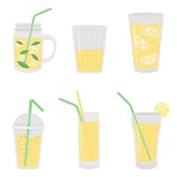 juego de vasos de limonada. limonada para llevar. bebidas sin alcohol vector