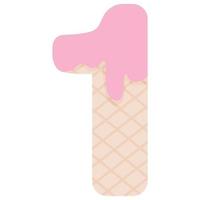 Number one in the form of ice cream vector