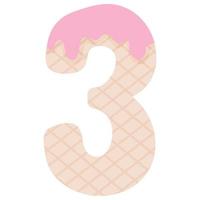 Number three in the form of ice cream vector