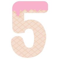 Number five in the form of ice cream vector
