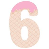 Number six in the form of ice cream vector