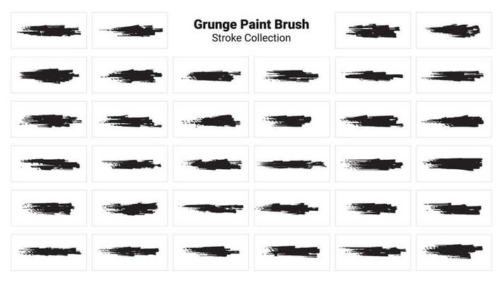 Abstract grunge vector paintbrush stroke collection background set