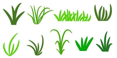 vector set green grass silhouette