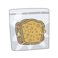 Sandwich in bag. Package with breakfast. vector