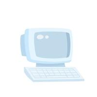 Retro computer. Monitor and keyboard. Digital device. vector