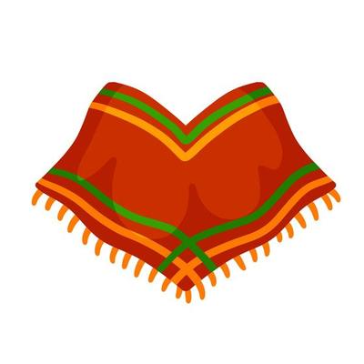 Poncho. Red and orange Mexican Cape.