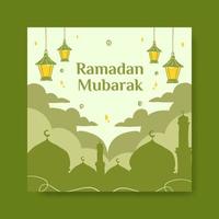 Ramadan Mubarak Social Media Banner Template . Flat Illustration Vector Graphic.