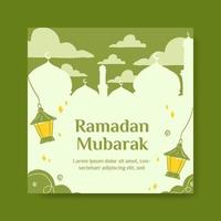 Ramadan Mubarak Social Media Banner Template . Flat Illustration Vector Graphic.