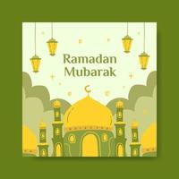 plantilla de banner de redes sociales de ramadan mubarak. gráfico vectorial de ilustración plana. vector