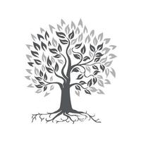 Stylized Oak Tree with Roots Retro vector