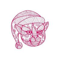 Cat Wearing Santa Hat Mandala vector