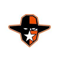 texas cowboy star bandana face mask mascot vector